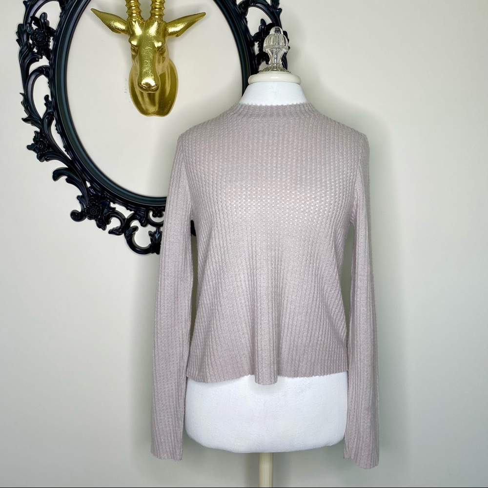 Others Follow Lavender Gray Fuzzy Waffle Thermal Long Sleeves Top